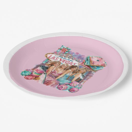 ラグジュアリーカジノバチェロレッテガールズイラストレーション ペーパープレート (アングル)