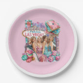 ラグジュアリーカジノバチェロレッテガールズイラストレーション ペーパープレート (正面)