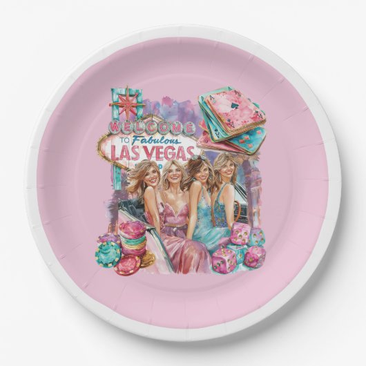 ラグジュアリーカジノバチェロレッテガールズイラストレーション ペーパープレート (正面)