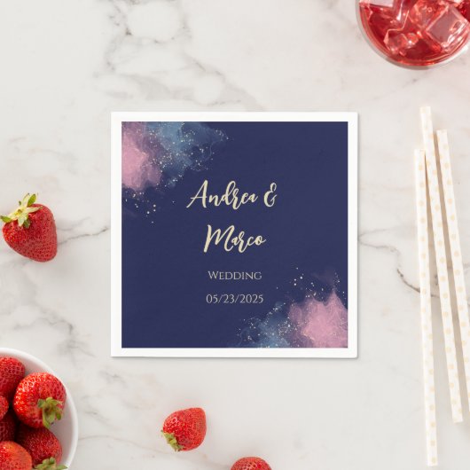 ラグジュアリーカスタマイズ可能な水カラービーチ結婚式 スタンダードカクテルナプキン (インサイチュ)