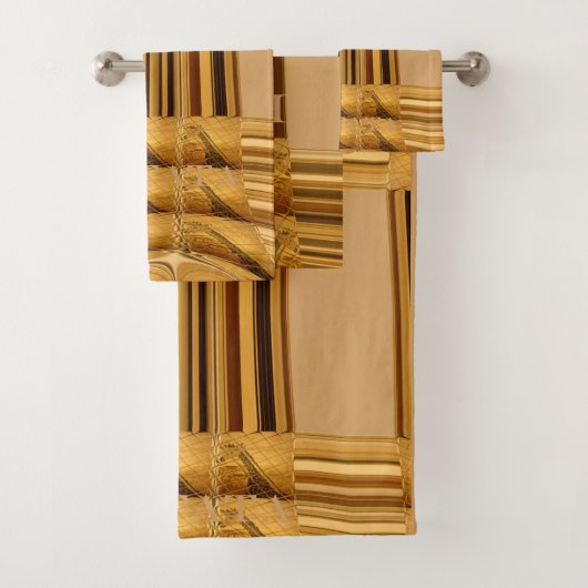 ラグジュアリーカスタムアフリカンキリンプリントアメージングストライプ バスタオルセット (インサイチュ)