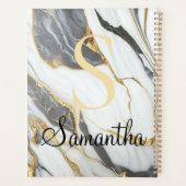 ラグジュアリーカスタムマーブル金ゴールドグレー&ホワイト プランナー手帳 (裏面)