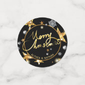 ラグジュアリーカスタム金ゴールドブラックスターズ金属クリスマス コンフェッティ (スモール正面)