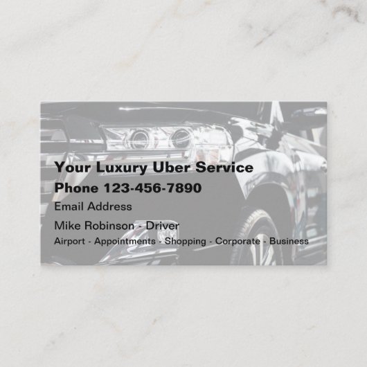 ラグジュアリーカッコいいUberドライバーのタクシー名刺 名刺 (正面)