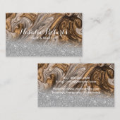 ラグジュアリーカッパー&金ゴールドマーブルモダン美しいサロン 名刺 (正面/裏面)