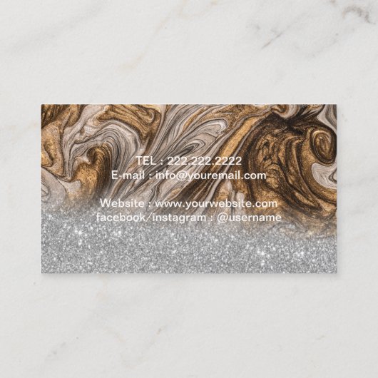 ラグジュアリーカッパー&金ゴールドマーブルモダン美しいサロン 名刺 (裏面)