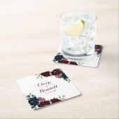 ラグジュアリーカラフルボホフローラ結婚ズ スクエアペーパーコースター (インサイチュ)