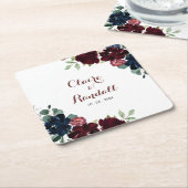 ラグジュアリーカラフルボホフローラ結婚ズ スクエアペーパーコースター (アングル)