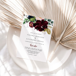 ラグジュアリーカラフルボホ結婚フローラスペインのズ 招待状