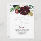 ラグジュアリーカラフルボホ結婚フローラスペインのズ 招待状 (正面)