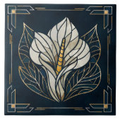 ラグジュアリーカラリリーパールアンド金ゴールド タイル (正面)