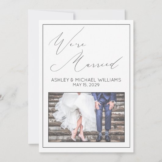 ラグジュアリーカリグラフィー | 私たちは結婚しました レセプション 招待状 (正面)