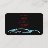 ラグジュアリーカーロゴ-アイスブルースポーツカーオンブラック 名刺 (裏面)