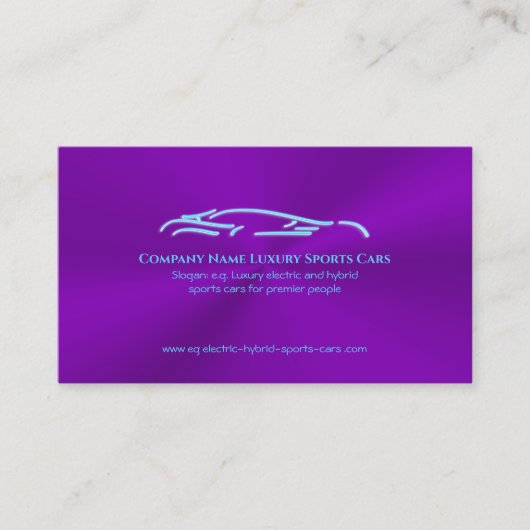 ラグジュアリーカーロゴ – アイスブルースポーツスカーオンパープル 名刺 (正面)
