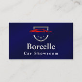 ラグジュアリーカーロゴ – 赤いスポーツカーの青 名刺 (正面)