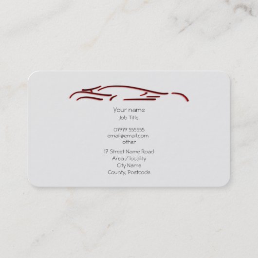 ラグジュアリーカーロゴ-赤いスポーツカー、黒いテンプレート 名刺 (裏面)