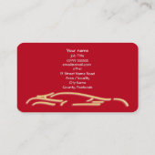 ラグジュアリーカーロゴ-金ゴールドスポーツカー、赤テンプレート 名刺 (裏面)