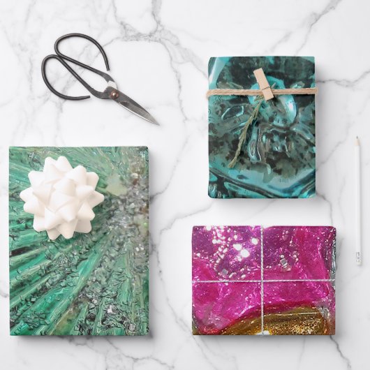 ラグジュアリーガラスクリスマスオーナメントジュエリーリッチ ラッピングペーパーシート (正面)