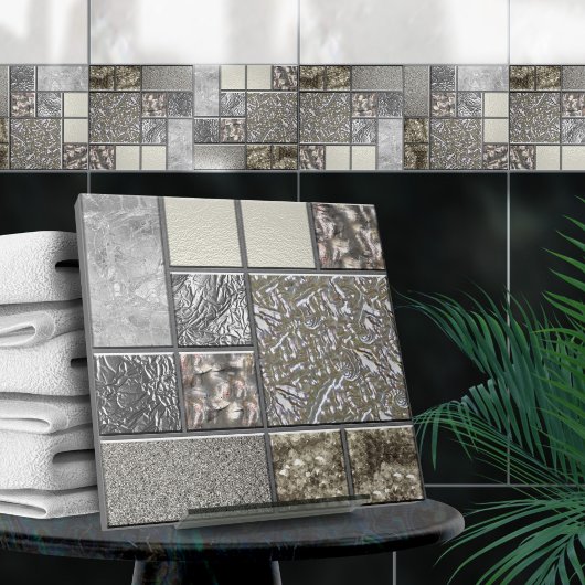 ラグジュアリーガラス、シェル&メタルジオメトリックN4 タイル