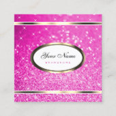 ラグジュアリーガーリーなピンクグリッタースきらめくターズ頭が切れる スクエア名刺 (正面)