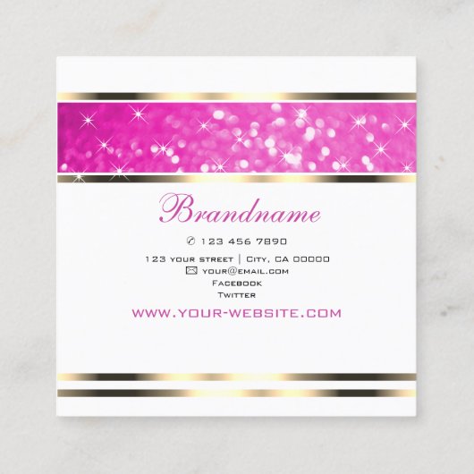 ラグジュアリーガーリーなピンクグリッタースきらめくターズ頭が切れる スクエア名刺 (裏面)