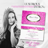 ラグジュアリーガーリーなピンクグリッタースきらめくターズ頭が切れる スクエア名刺