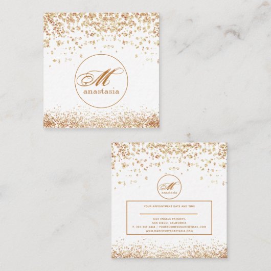 ラグジュアリーガーリーゴールデンブラウニーグリッター美しいサロン スクエア名刺 (正面/裏面)