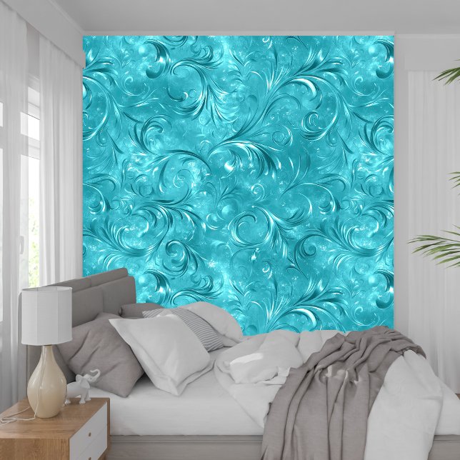 ラグジュアリーガーリーターコイズソフトサテンテクスチャ 壁紙 (Luxury  Girly Turquoise soft satin Texture Wallpaper)