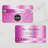 ラグジュアリーガーリーピンクグリッタースきらめくターズ追加ロゴ 名刺 (正面/裏面)