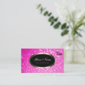ラグジュアリーガーリーピンクスパークルグリッターとロゴノーブル 名刺 (スタンド正面)