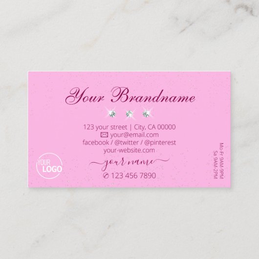 ラグジュアリーガーリーピンクスパークルスターズダイヤモンドとロゴ 名刺 (裏面)