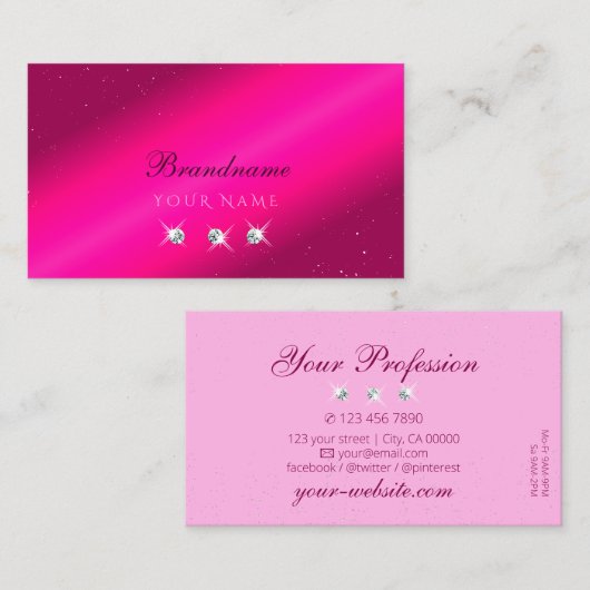 ラグジュアリーガーリーピンクスパークルスターズダイヤモンドスタイリッシュ 名刺 (正面/裏面)