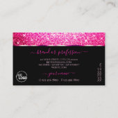 ラグジュアリーガーリーブラックピンクグリッタースター追加ロゴ 名刺 (裏面)