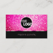 ラグジュアリーガーリーブラックピンクグリッタースター追加ロゴ 名刺 (正面)