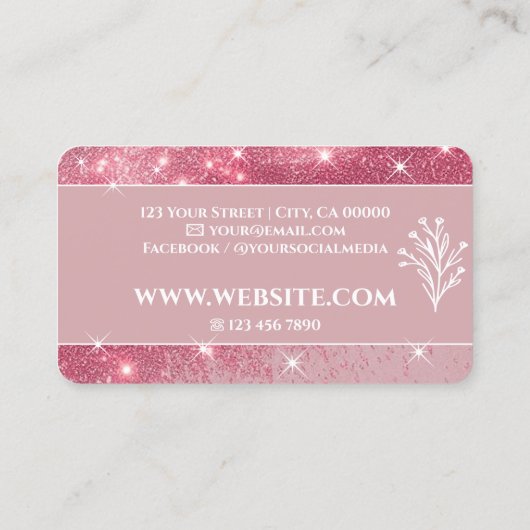 ラグジュアリーガーリーヴィンテージピンクグリッタースタきらめくーズ 名刺 (裏面)