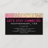 ラグジュアリーガーリー金ゴールドネオンピンクブラックグリッターグラム 名刺 (裏面)