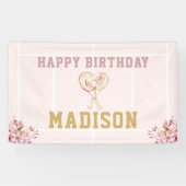 ラグジュアリーガールバースデーピンクゴールドテニス 横断幕 (横)