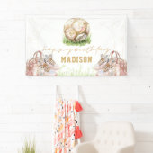 ラグジュアリーガール誕生日ピンク金ゴールドサッカー 横断幕 (インサイチュ)