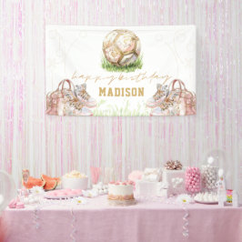 ラグジュアリーガール誕生日ピンク金ゴールドサッカー 横断幕