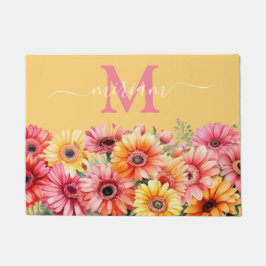 ラグジュアリーキッチンフロアマット：ガーベラデイジードアマット ドアマット