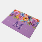 ラグジュアリーキッチンマット 春の紫の花 ドアマット (アングル)