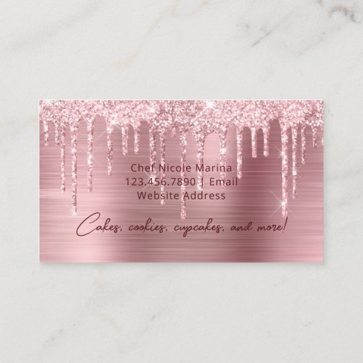ラグジュアリーキュートピンクカップケーキベーカリースイーツシェフ 名刺 (裏面)