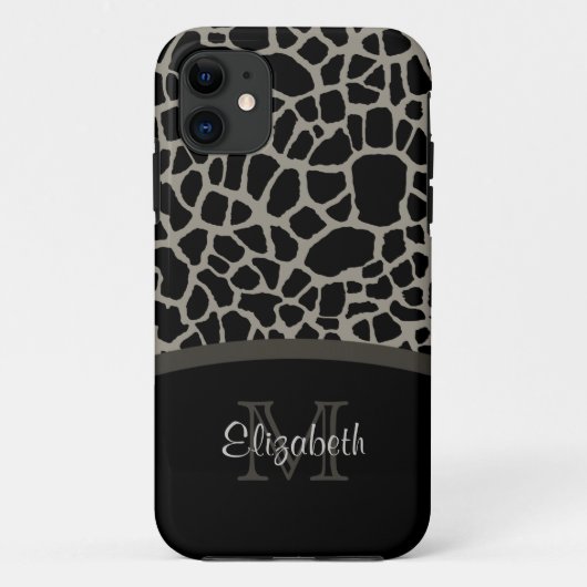 ラグジュアリーキリンプリントモエレガントノグラム&ネーム Case-Mate iPhoneケース (裏面)