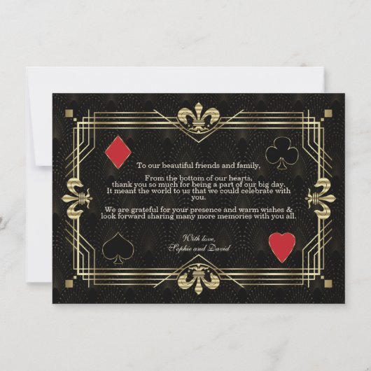 ラグジュアリーギャツビーカジノラスベガストランプのポーカー結婚ズ サンキューカード (裏面)
