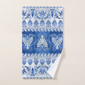 ラグジュアリーギリシャオーナメントブルージェムストーンアンドパール バスタオルセット (ハンドタオル)