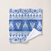 ラグジュアリーギリシャオーナメントブルージェムストーンアンドパール バスタオルセット (ウォッシュタオル)