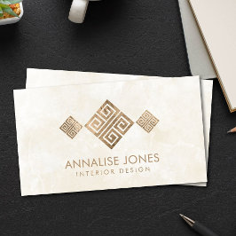 ラグジュアリーギリシャ語鍵 – ギリシャ語ミアンダー – ヴィンテージ金ゴールド 名刺