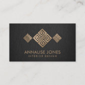 ラグジュアリーギリシャ語鍵 – ギリシャ語ミアンダー – 金ゴールドオンブラック 名刺 (正面)