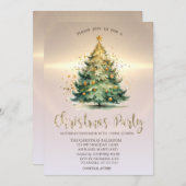 ラグジュアリークリスマスツリーボール金ゴールド会社 招待状 (正面/裏面)
