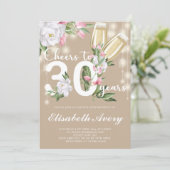 ラグジュアリークリームシャンパンフローラ30th誕生日パーティー 招待状 (スタンド正面)
